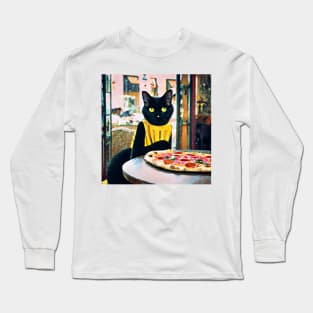 Black Cat in Italy Long Sleeve T-Shirt